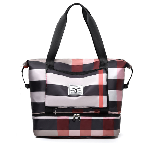 Foldable Travel Duffel Bag – Wet Compartment, 20-35L Capacity & Trolley Strap