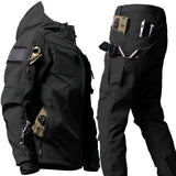 Men's Tactical Outdoor Jacket Pants Rugged Multi Pocket Hooded