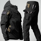 Men's Tactical Outdoor Jacket Pants Rugged Multi Pocket Hooded