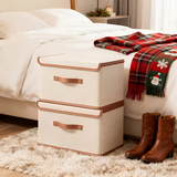 Foldable Storage Box – Lid, Leather Handles & Water-Resistant Oxford Fabric