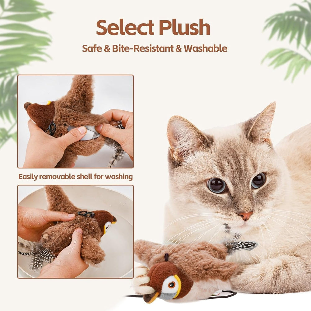 Interactive Cat Bird Toy – Motion Sensor, Chirping & Flapping, USB Rechargeable & Catnip