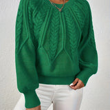 Ladies Cable Knit Sweater with Lantern Sleeves – Sanna - 4