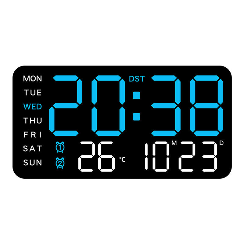Digital LED Wall Clock – 21.5cm Display, Silent Operation & Time/Date/Temperature