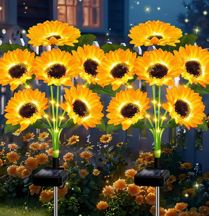 Solar Sunflower Garden Stake Light – IP65 Waterproof, 74 cm & Warm White LED