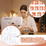 Free-Motion Quilting Stencil Set – 11 Acrylic Templates & Machine Guide