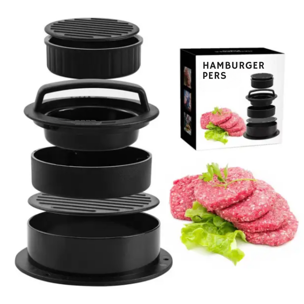 Burgerpresse mit Drehverschluss – Perfekte, Gleichmäßige Patties in Sekundenschnelle | Ideal für Grillliebhaber