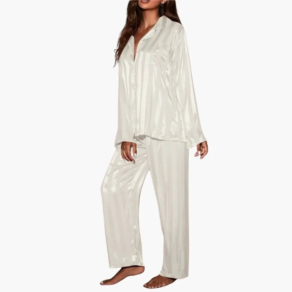 Women's Satin Pajama Set – Long Sleeve, Shirt & Pants