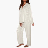 Women's Satin Pajama Set – Long Sleeve, Shirt & Pants
