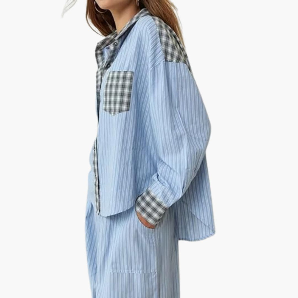 Women's Pajama Set – Button Top & Elastic Pants