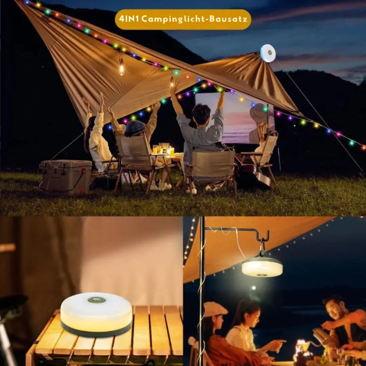 4-in-1 Camping Lantern – 10m RGB String Lights, 2000 mAh Power Bank & IPX4 Waterproof