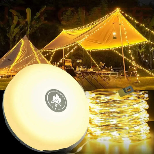 4-in-1 Camping Lantern – 10m RGB String Lights, 2000 mAh Power Bank & IPX4 Waterproof