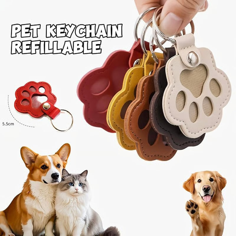 Paw-Shaped Keychain – PU Leather, 5.5cm, Keepsake Storage Compartment
