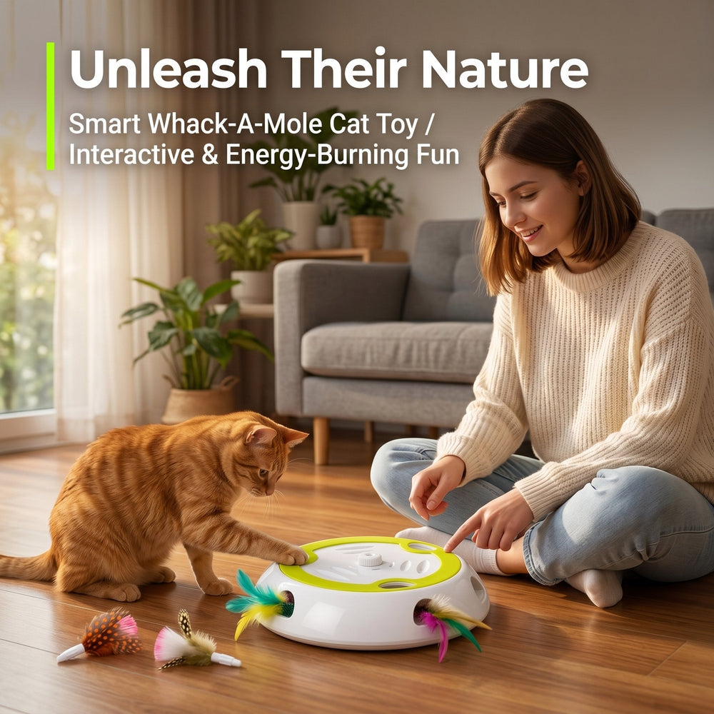 Interactive Cat Toy – Automatic Feather Pop-Up, Motion Sensor & USB-C Rechargeable
