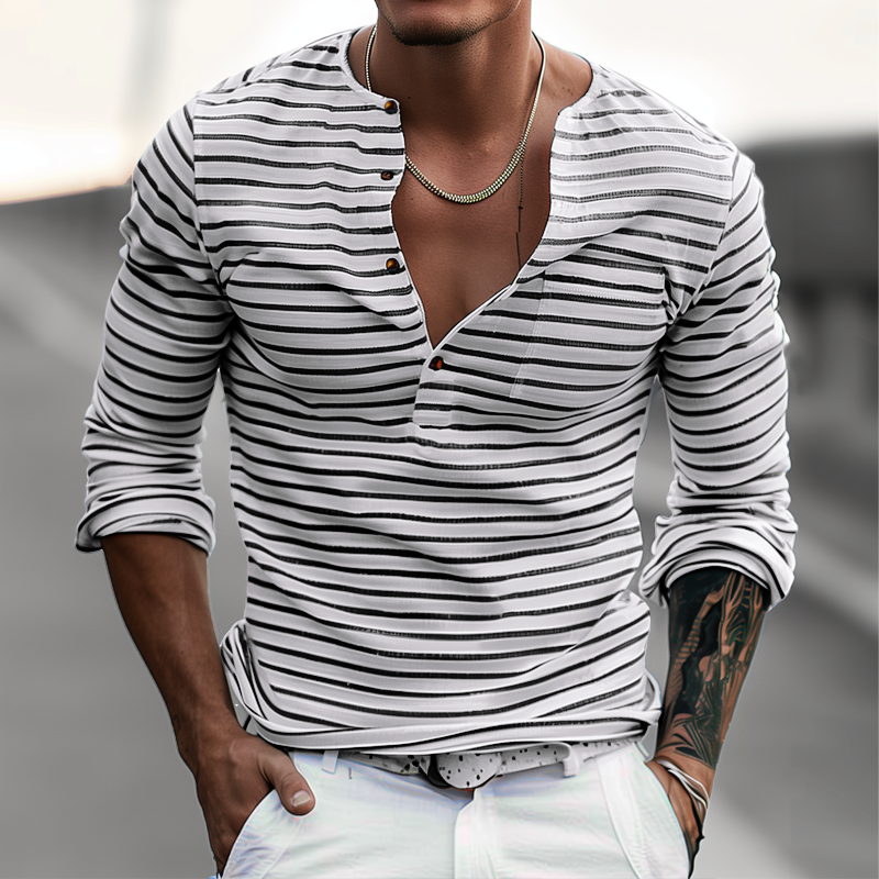 Dorian striped Henley shirt - lifestyle