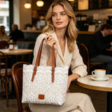 Women's Lace Handbag – Faux Leather Handles, Magnetic Closure, Spacious, 33×28cm
