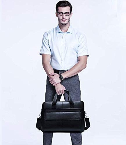 15” Cowhide Leather Business Briefcase with Organizer Compartments - Stylish & Durable Professional Bag