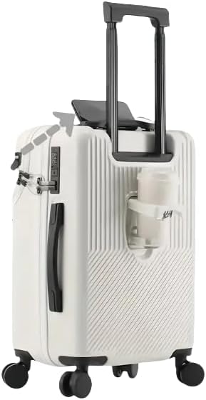 Premium Hard Shell Carry-On Luggage with Cup Holder, USB Charging Port & TSA-Approved Lock - Travel in Style!
