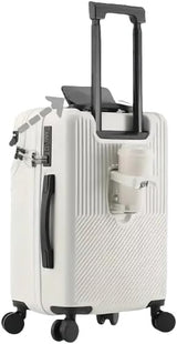 Premium Hard Shell Carry-On Luggage with Cup Holder, USB Charging Port & TSA-Approved Lock - Travel in Style!