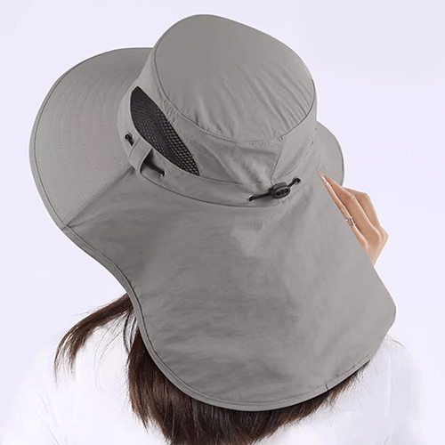 Unisex Wide-Brim Sun Hat – Detachable Neck Flap, Face Mask & Breathable Mesh
