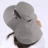 Unisex Wide-Brim Sun Hat – Detachable Neck Flap, Face Mask & Breathable Mesh