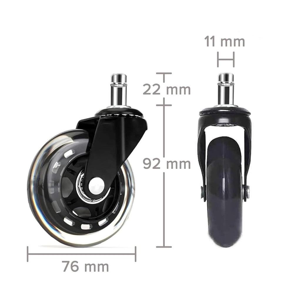 Office Chair Casters – Polyurethane, 650lb Capacity & Floor-Safe 5-Pack