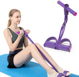 Full-Body Sit-Up Resistance Trainer – Foot Pedals, Elastic Bands & 4/6 Strand Levels