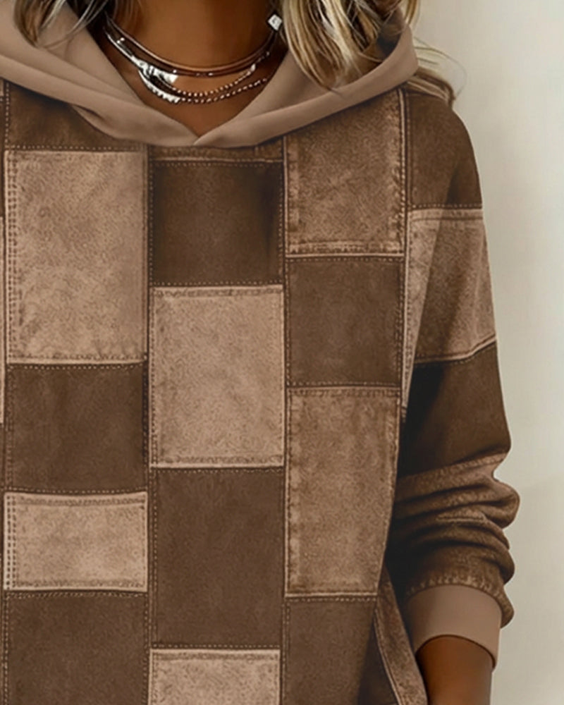 Stylish Long Sleeve Checkered Hoodie for Men & Women - Comfortable & Trendy Casual Wear