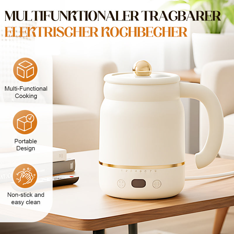 Portable Electric Cooking Mug – 900ml Ceramic, 40-80°C Control & Nonstick Coating