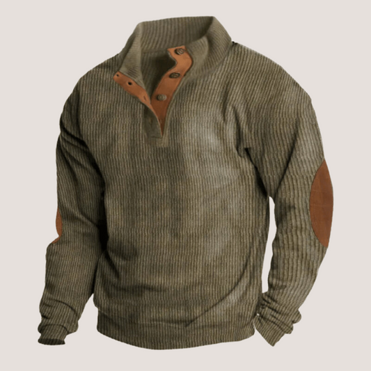 Fredrick - Stylish Ribbed Pullover with Button Placket for Men