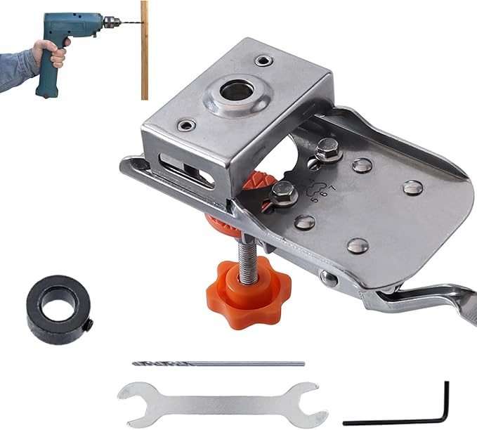 Door Hinge Drill Jig – Stainless Steel, Adjustable Edge Guide for 1-3cm Boards