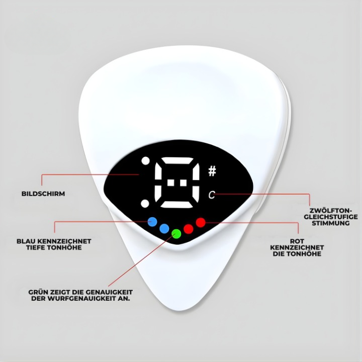 Guitar Tuner Pick with LCD Display – Compact 2-in-1 for Guitar, Bass & Ukulele