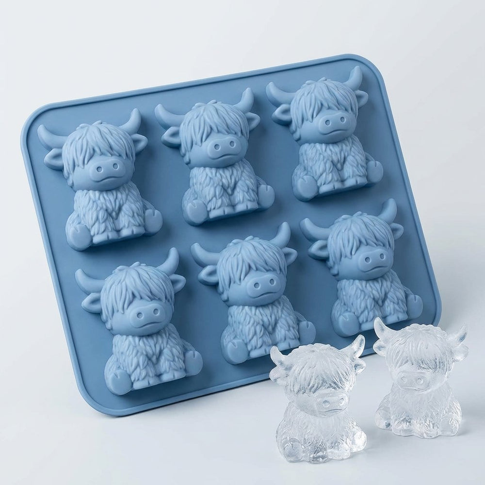 Highland Cow Ice Cube Tray – Silicone, 6 Cavities & BPA-Free