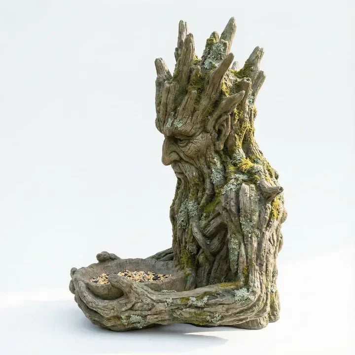 Tree Face Bird Feeder – Weatherproof Resin, Feeding Bowl & Trunk-Mount Sculpture
