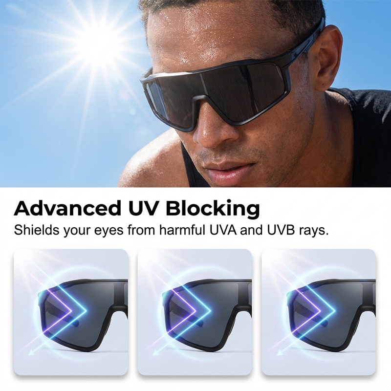 Unisex Sport Sunglasses – Photochromic Lenses, Rimless Design & Polycarbonate Frame