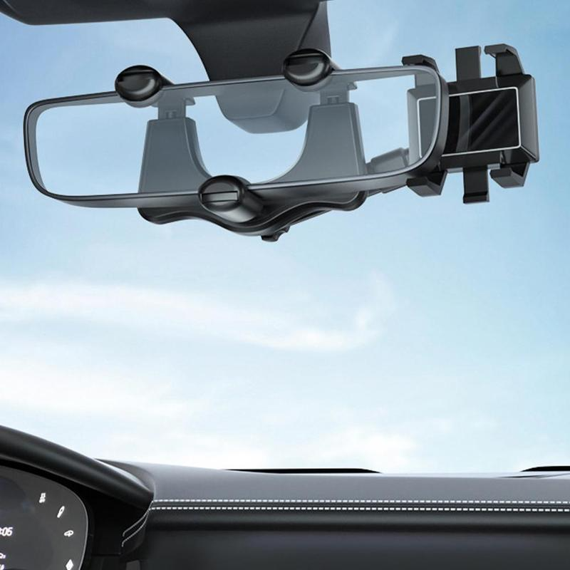 Rearview Mirror Phone Mount – 360° Rotation, Extendable Arm, Fits Phones to 16.5cm