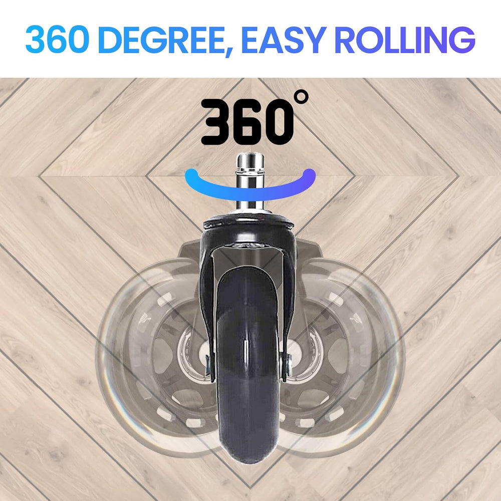 Office Chair Casters – Polyurethane, 650lb Capacity & Floor-Safe 5-Pack