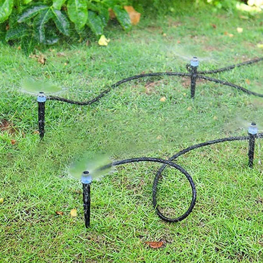 360° Drip Irrigation Set – 50 Adjustable Nozzles, Quick Connectors & PVC Stakes