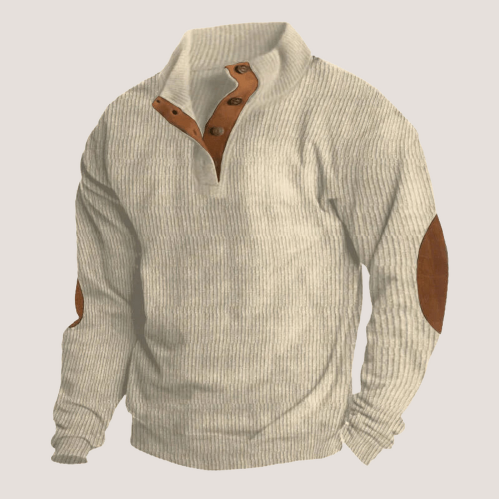 Enhanced Product Title: "Fredrick - Stylish Ribbed Pullover with Button Placket for Men" 

This title includes relevant keywords while clearly describing the product, making it more appealing for Google Shopping.