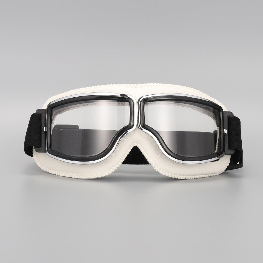 Vintage Motorcycle Goggles – Polycarbonate Lens, Fits Over Glasses & Adjustable Strap
