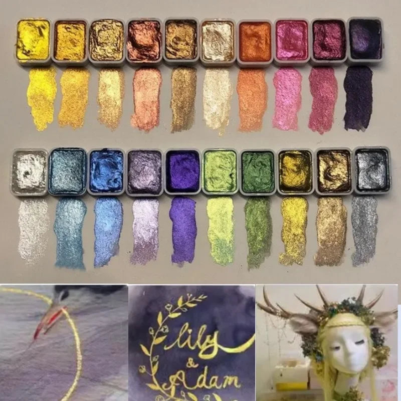 10-Color Pearl Shine Pigment Set with Mixing Palette - Vibrant Art Supplies for DIY Crafts & Painting