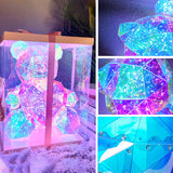 Color-Changing LED Crystal Teddy Bear – Glowing Heart, 22×28×30cm & Copper Wire Lights