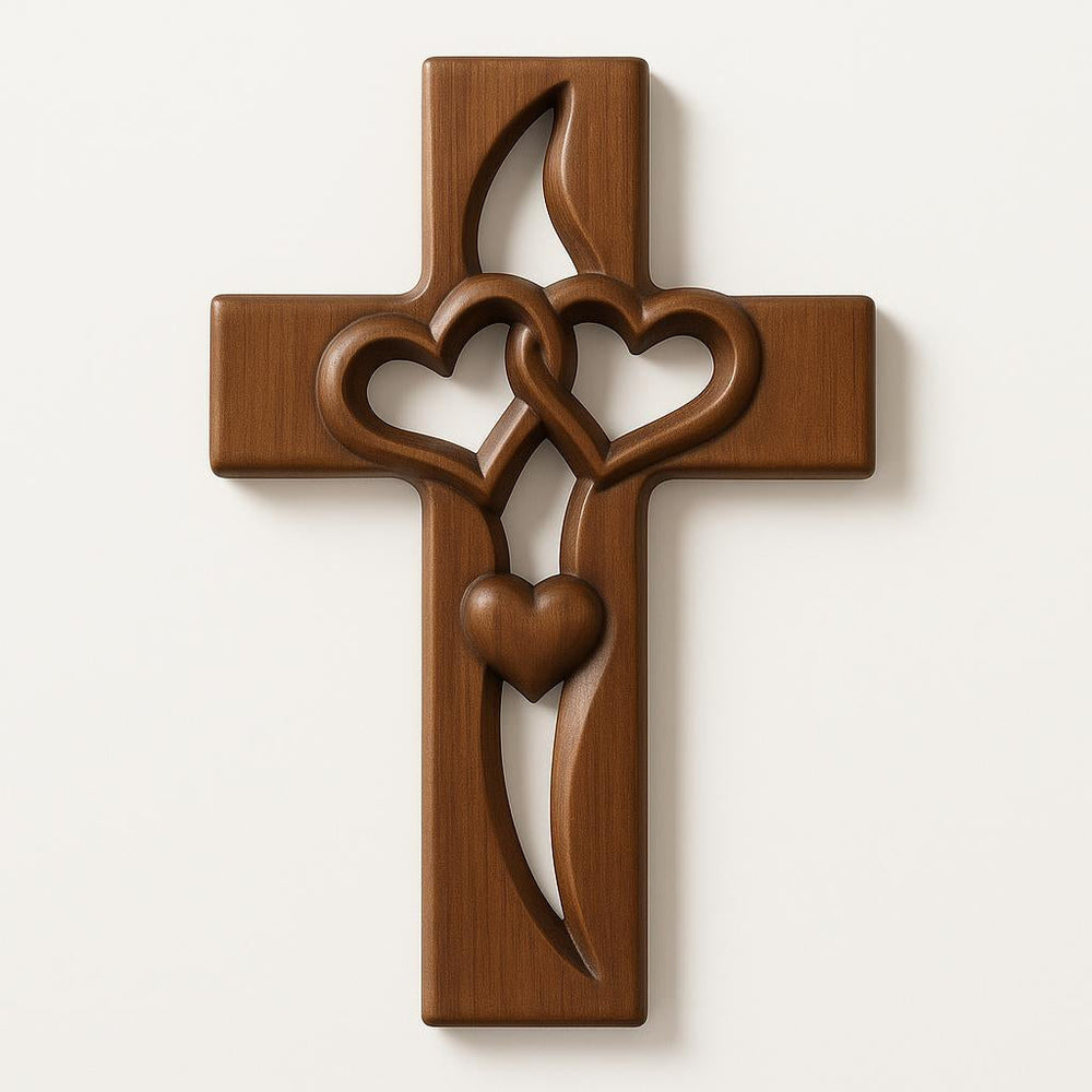 Enhanced Product Title: "Holzkreuz Wanddeko mit Verschlungenen Herzen – Rustikale Wandkunst für Romantische Dekoration" 

This title includes relevant keywords while providing additional context to attract potential buyers.