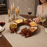 Ceramic Dachshund Snack Bowl Set – 5 Pieces, Glazed Ceramic & 25cm Diameter