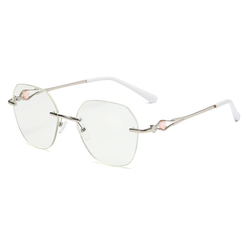 Frameless Reading Glasses with Blue Light Filter and Decorative Stones