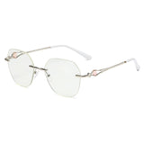 Frameless Reading Glasses with Blue Light Filter and Decorative Stones
