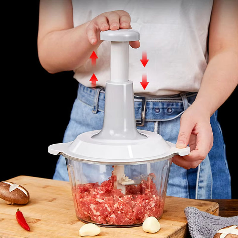 Manual Food Chopper – Stainless Steel Blades, Pull-Lever & 700/1500/2000ml
