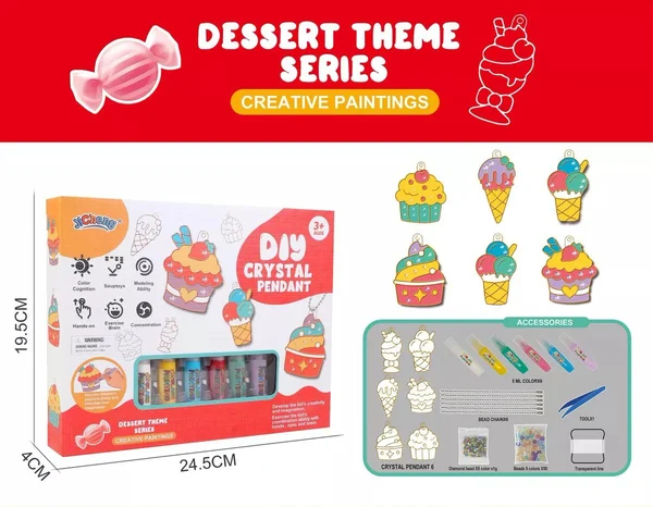 Kids Crystal Craft Kit – 30×30cm Canvas, No-Bake Glue & 9 Designs