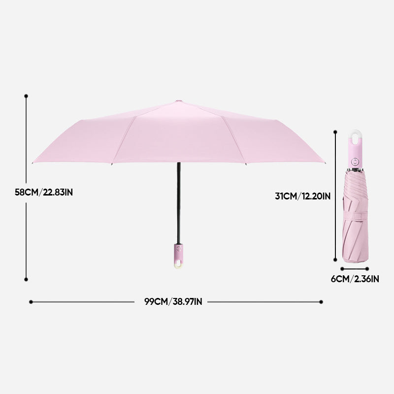 Compact Travel Umbrella – 360° Rotating Handle, Windproof 8-Rib Steel Frame & Automatic Open