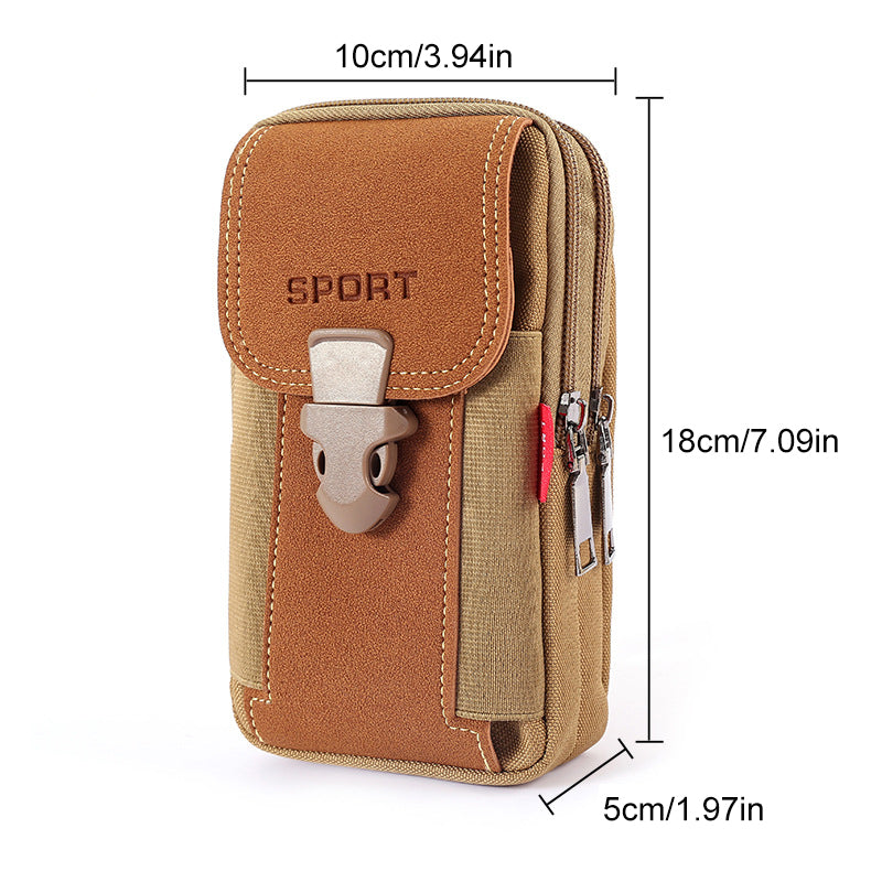 Men's Canvas Belt Bag – Water-Resistant, Phone Pocket & 18×10×5 cm