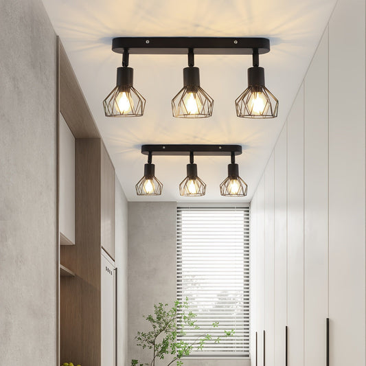 Ceiling Spotlight – 3-Light Design, Industrial Style &amp; Black Metal Finish